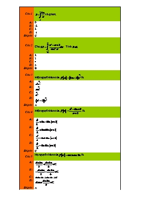 Bài tập Tích phân Lớp 12 - Phần 39